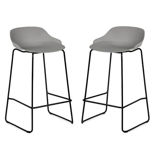 Rocco Light Grey Plastic Bar Stools In Pair