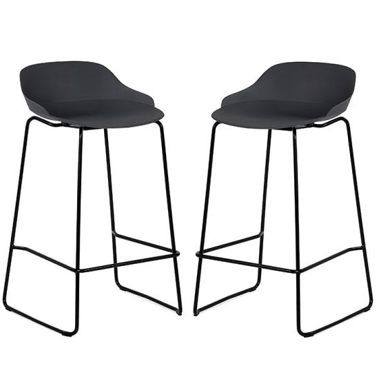 Rocco Dark Grey Plastic Bar Stools In Pair