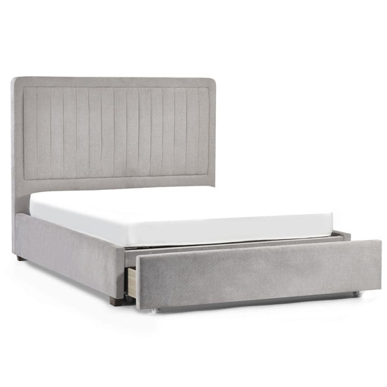 Savannah Fabric Double Bed With Drawer In Grey