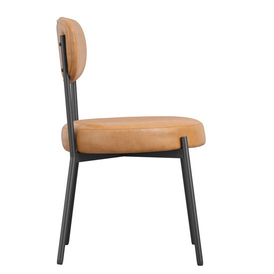 Smith Faux Leather Dining Chair In Caramel