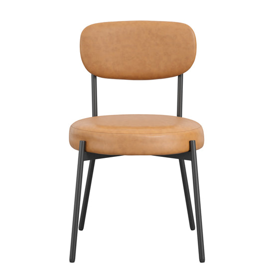 Smith Faux Leather Dining Chair In Caramel