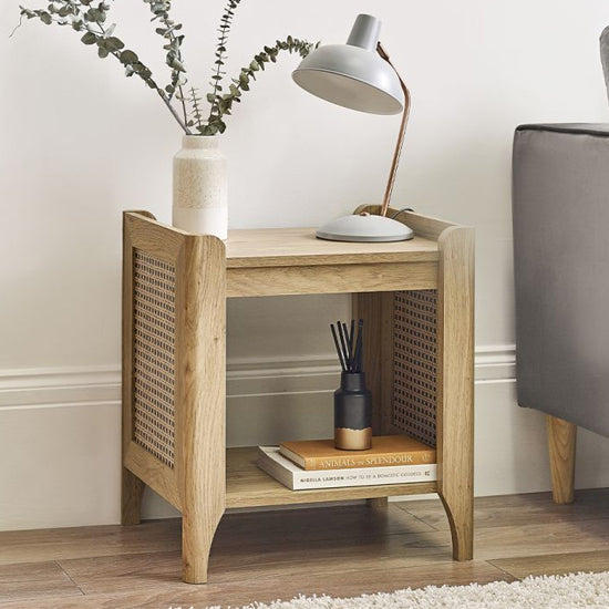 Sydney Wooden Lamp Table With Removable Shelf In Oak