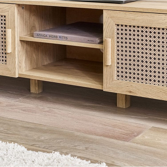 Sydney Wooden TV Stand With 2 Doors In Oak