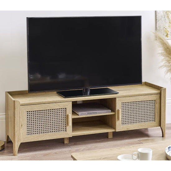 Sydney Wooden TV Stand With 2 Doors In Oak