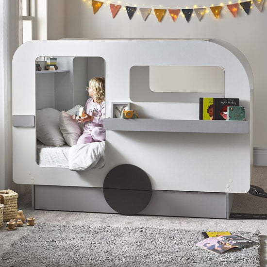 Tourer Wooden Caravan Bunk Bed In Vapor Grey And White