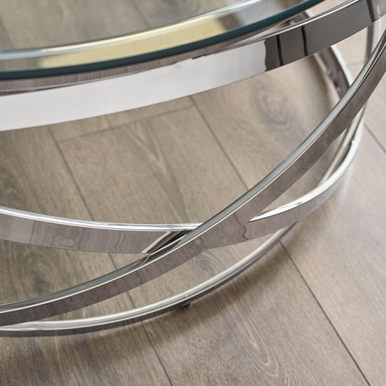 Vienna Clear Glass Coffee Table With Chrome Metal Frame