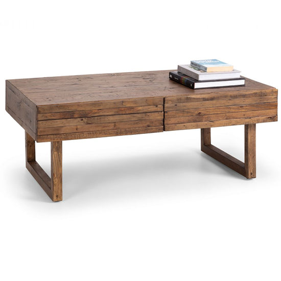 Woburn Reclaimed Pine Wood Coffee Table With 2 Drawers