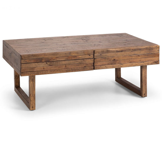 Woburn Reclaimed Pine Wood Coffee Table With 2 Drawers