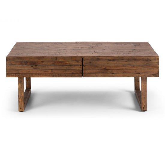 Woburn Reclaimed Pine Wood Coffee Table With 2 Drawers