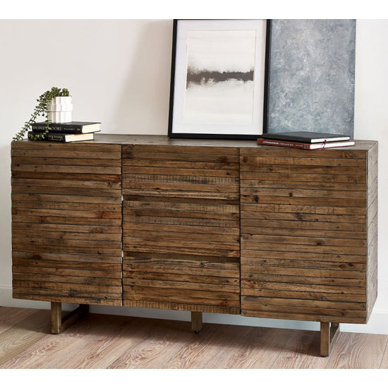 Woburn Reclaimed Pine Wood Sideboard With 2 Doors 3 Drawers