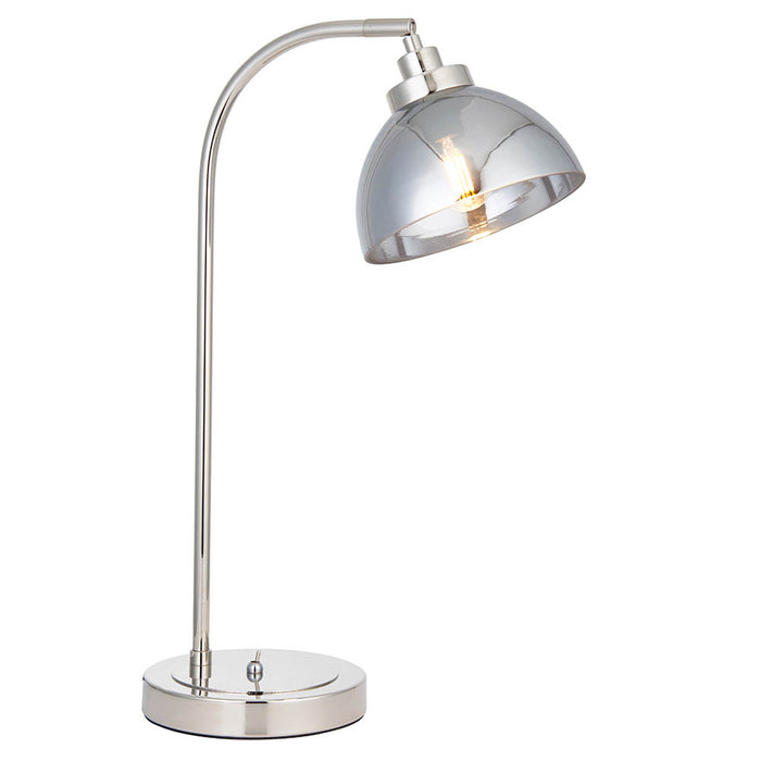 Caspa Smoked Mirrored Glass Shade Table Lamp In Bright Nickel