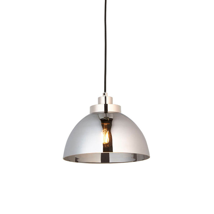 Caspa 1 Light Smoked Mirrored Glass Shade Pendant Light In Bright Nickel