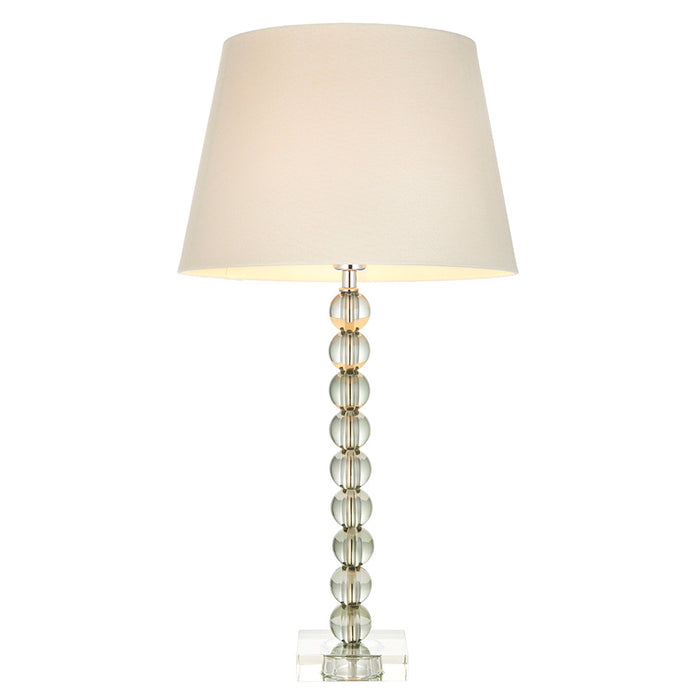 Cici Ivory Fabric Shade Table Lamp With Adelie Grey Green Glass Base