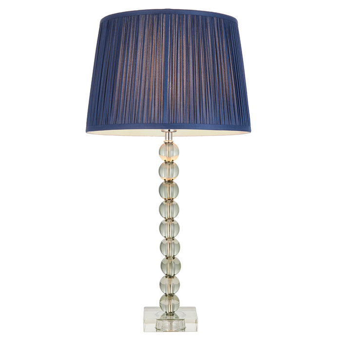 Wentworth Midnight Blue Fabric Shade Table Lamp With Adelie Grey Green Glass Base