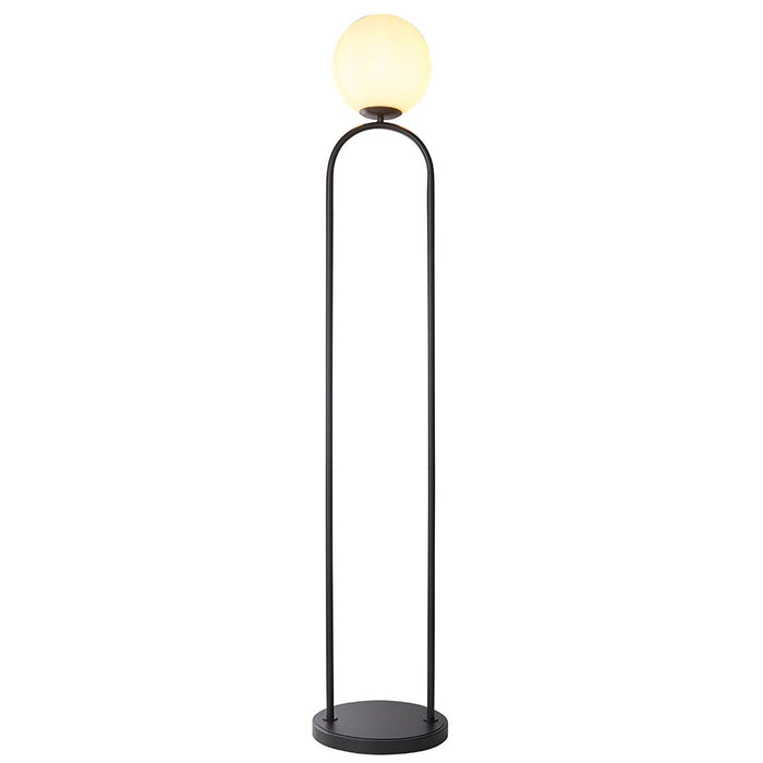 Motif Matt Opal Sphere Glass Shade Floor Lamp In Matt Black