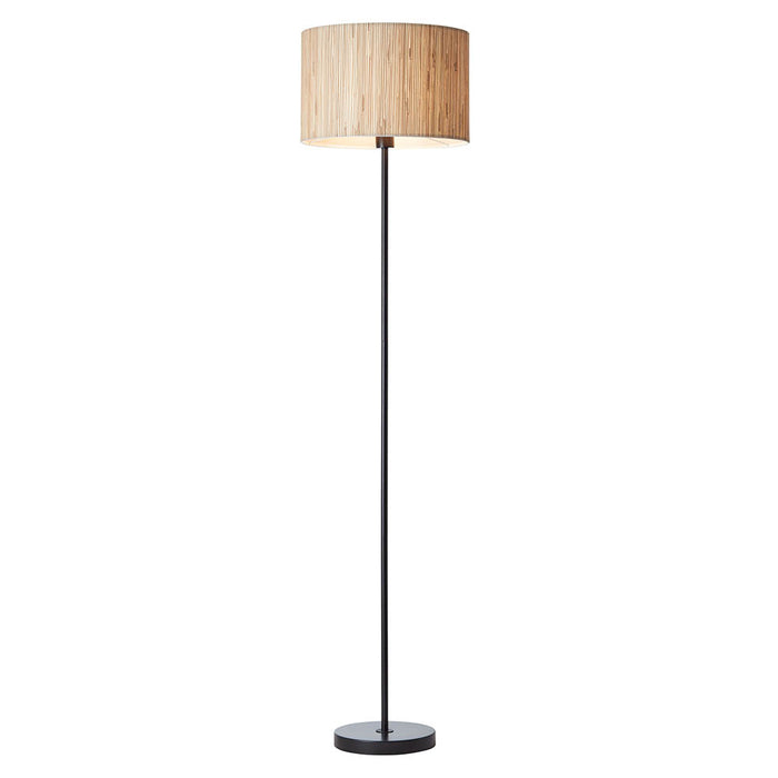 Longshore Natural Seagrass Drum Shade Floor Lamp In Matt Black