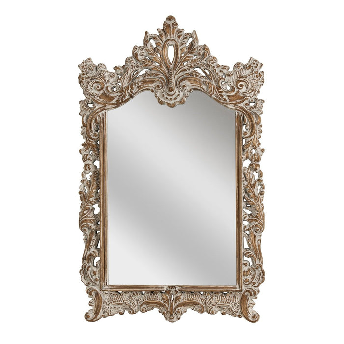 Baroque Floral Wall Bedroom Mirror In Dusty White