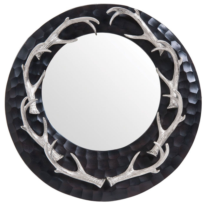 Antler Striking Design Wall Bedroom Mirror In Black Nickel Frame