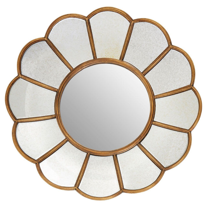 Verona Floral Wall Bedroom Mirror In Gold Metal Frame