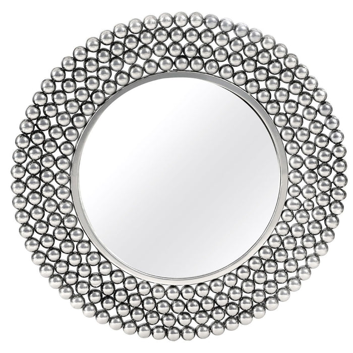 Templar Wall Bedroom Mirror In Silver Frame Beaded Effect