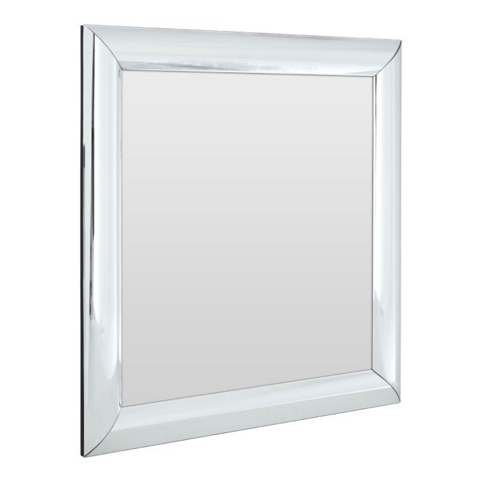 Ryton Square Wall Bedroom Mirror In Thick Silver Wooden Frame