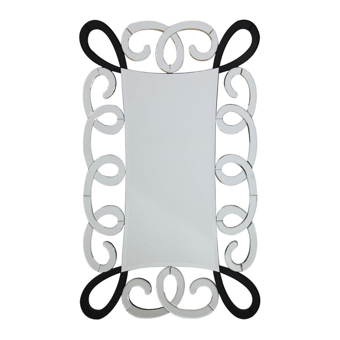 Wikera Scroll Design Wall Bedroom Mirror In Black And Silver