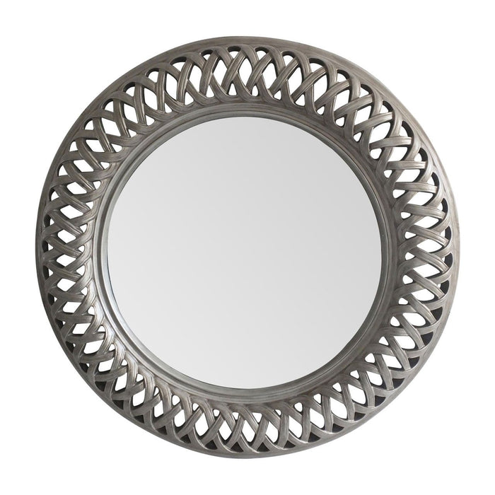 Tessere Round Wall Bedroom Mirror In Antique Silver Frame