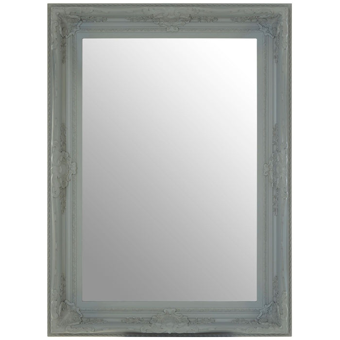 Baroque Rectangular Wall Bedroom Mirror In Antique Grey Wooden Frame