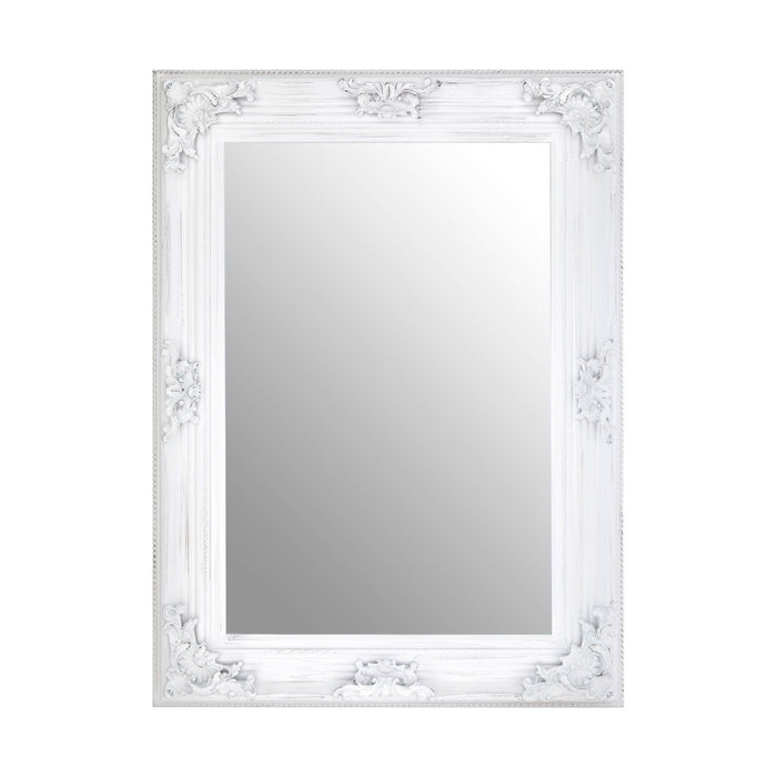 Baroque Design Wall Bedroom Mirror In Antique White Traditional Frame