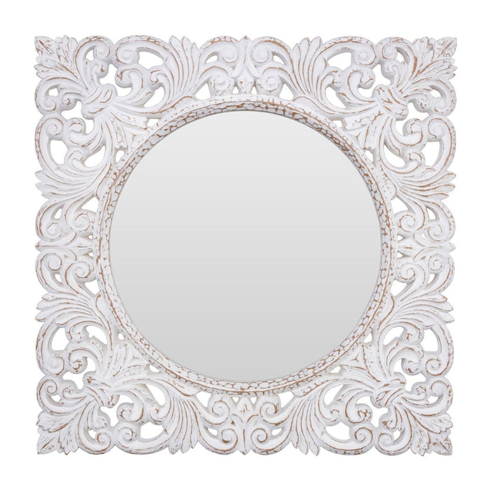 Helga Fleur-De-Lis Wall Bedroom Mirror In Antique White