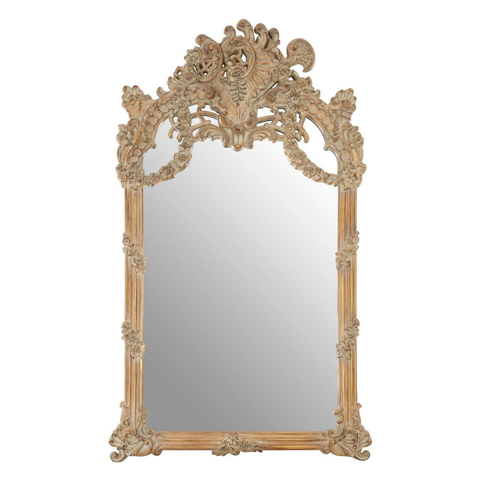 Sarai Wall Bedroom Mirror In Muted Ivory Baroque Design Frame