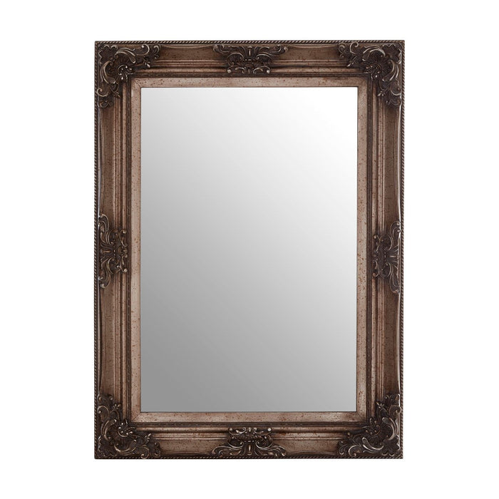 Antoinette Wall Bedroom Mirror In Antique Silver Wooden Frame