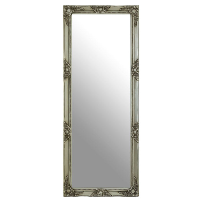 Zelma Wall Bedroom Mirror In Antique Silver Wooden Frame