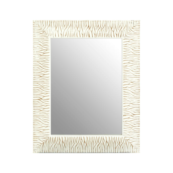 Zelma Wall Bedroom Mirror In Antique White Brushed Gold Wooden Frame