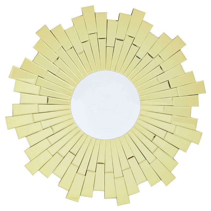 Dia Glitzy Small Circular Sunburst Design Wall Bedroom Mirror In Gold