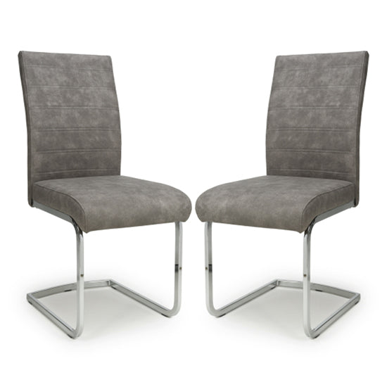 Callisto Light Grey Suede Effect Dining Chairs In Pair