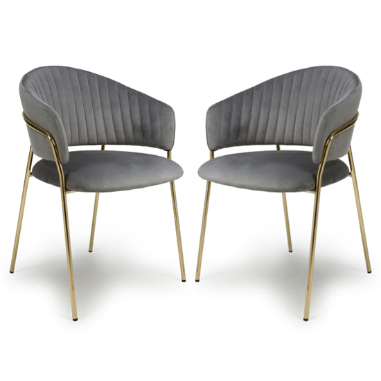 Maya Grey Brushed Velvet Dining Chairs In Pair