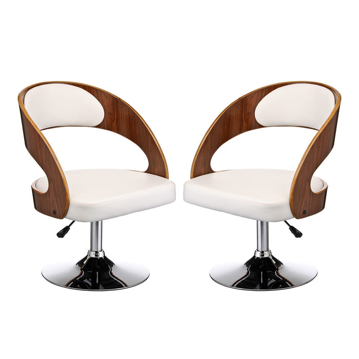 Bohena White Faux Leather Bar Chairs With Arms In Pair