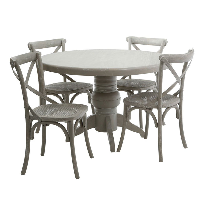 Vermont Rubberwood Dining Table With 4 Chairs In Grey Wash