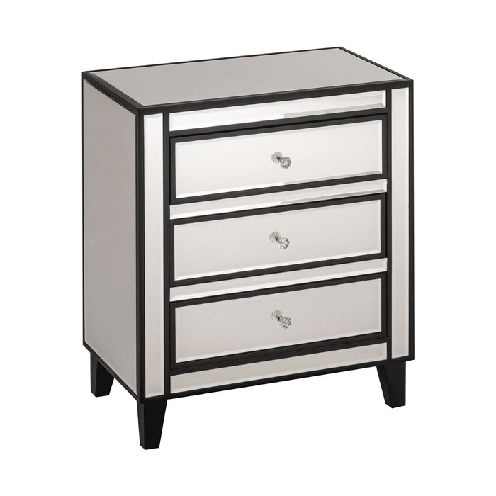 Boulevard Mirrored Chest Of 3 Drawers In Black