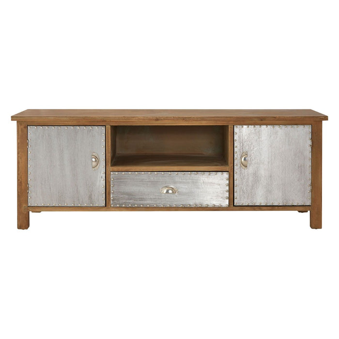 Shoreditch Wooden TV Stand In Natural Golden Fir With 2 Doors And 1 Drawer