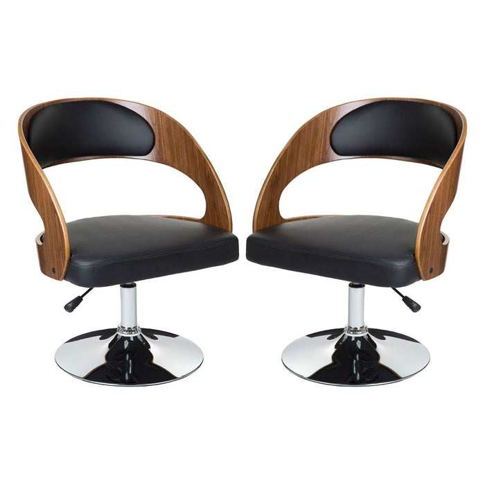 Bohena Black Faux Leather Bar Chairs With Arms In Pair