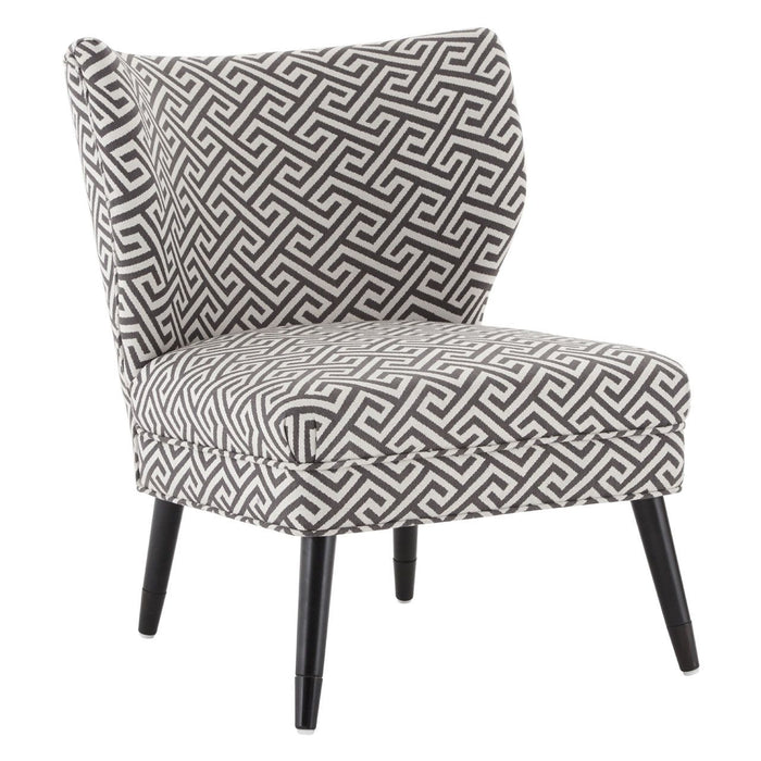 Regents Fabric Accent Chair In Black And Grey With Wooden Legs