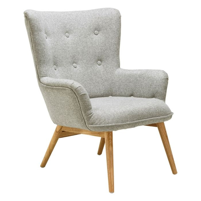 Bandung Fabric Upholstered Armchair In Cool Grey