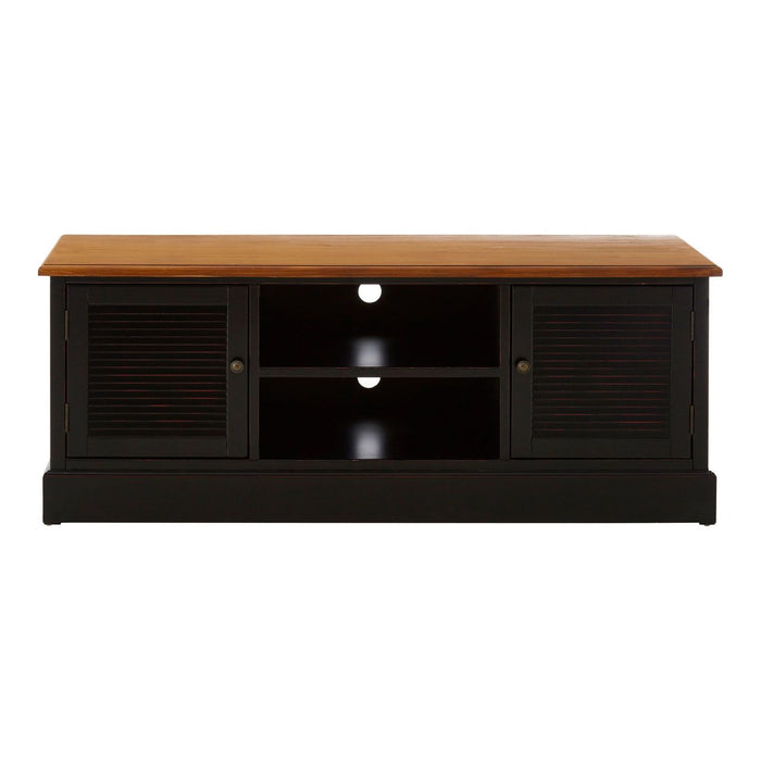 Virginia Wooden TV Stand In Black With 2 Doors And 1 Shelf