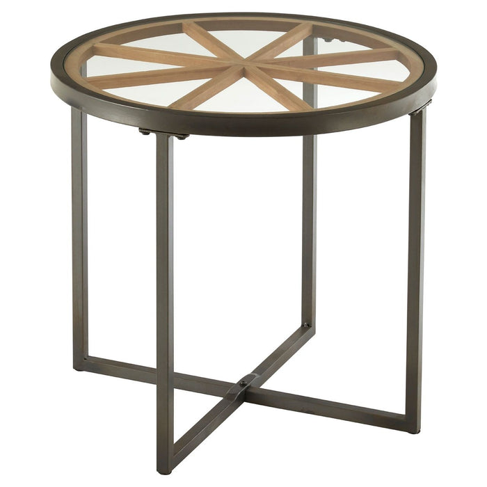 Trigona Round Clear Glass Side Table With Black Metal Legs