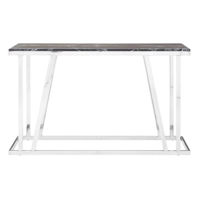 Ackley Black Marble Top Console Table With Stainless Steel Frame