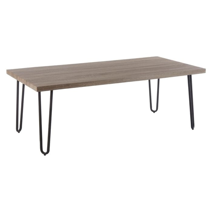 Borough Wooden Coffee Table In Natural With Black Metal Legs