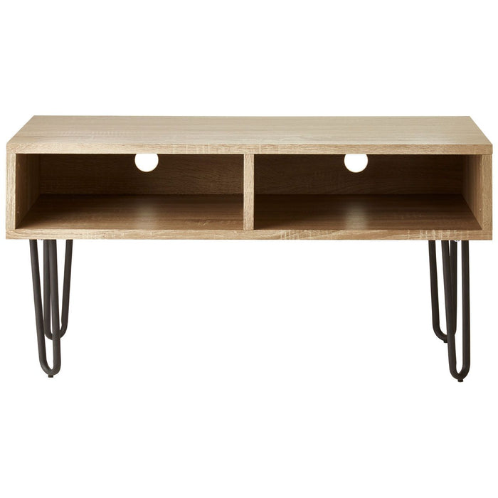 Borough Wooden TV Stand In Natural With 2 Shelves