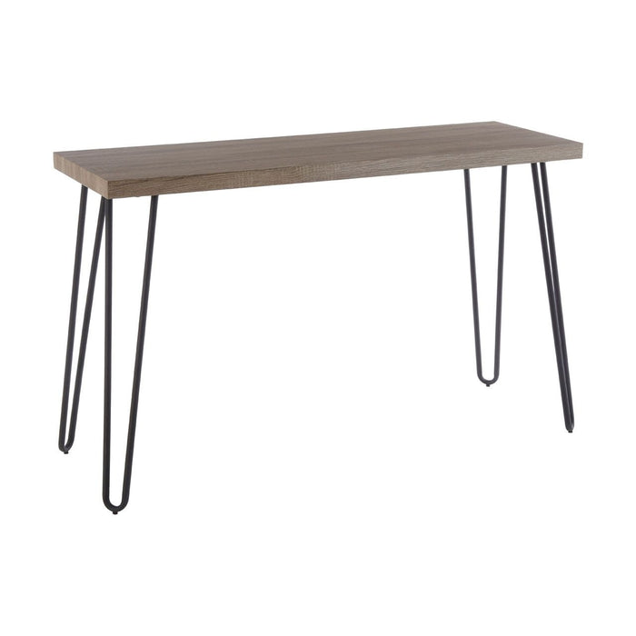 Borough Wooden Console Table In Natural With Black Metal Legs